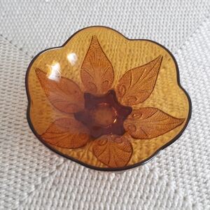 Anchor Hocking Renaissance Amber Beaded Glass Bowl 7"